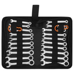 Juego de llaves inglesas en miniatura premium de 22 piezas, minijuego de llaves combinadas métricas y SAE, juegos de llaves de encendido de 4-10 mm y de 5/32'' a 7/16'', bolsa de transporte pequeña y liviana.