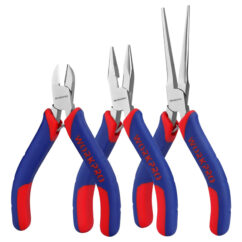 Juego de mini alicates, kit de 3 piezas de alicates pequeños. Incluye alicates diagonales de 4", alicates de punta larga de 5" y alicates de punta fina de 6". Para manualidades y reparación de dispositivos electrónicos.