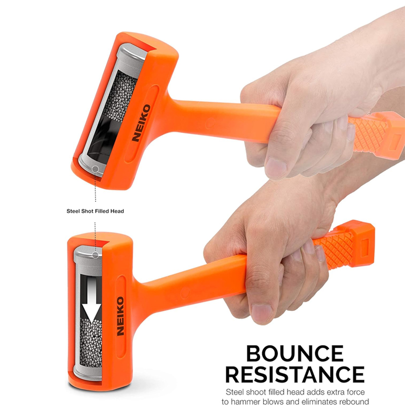 Martillo de impacto de 2 lb, color naranja neón | Moldeado en una sola pieza | Empuñadura cuadriculada | Resistente a chispas y rebotes - Imagen 3