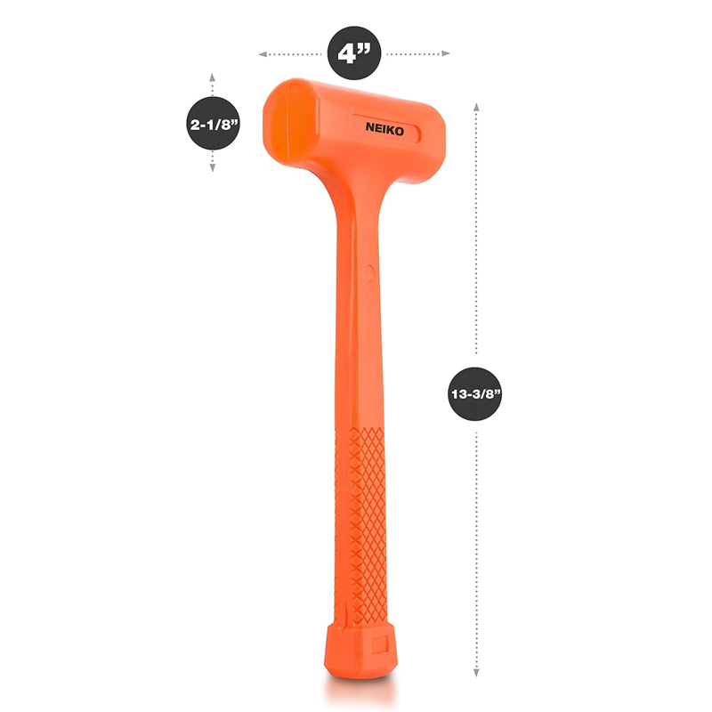 Martillo de impacto de 2 lb, color naranja neón | Moldeado en una sola pieza | Empuñadura cuadriculada | Resistente a chispas y rebotes - Imagen 2