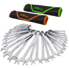 Juego de llaves combinadas SAE y métricas, 30 piezas, de 1/4'' a 1'' y 8-22 mm, de acero CR-V, con estuche con ruedas.