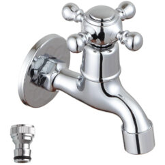 Grifo monomando para fregadero de balcón, de latón cromado, para montaje en pared, para jardín, lavandería y uso general.